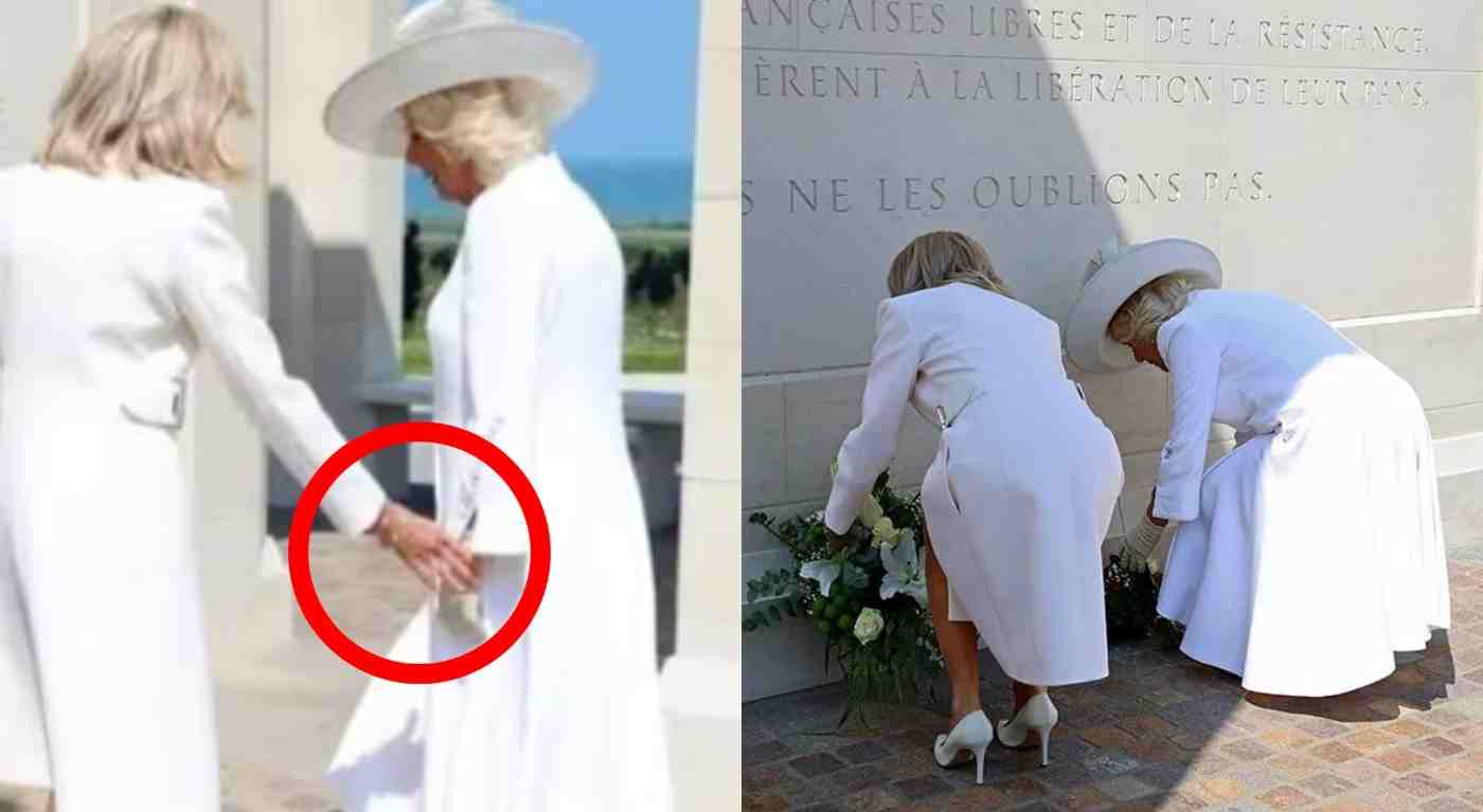 Brigitte Macron e Camilla, il gesto imbarazzante in diretta mondiale - Cos'è successo