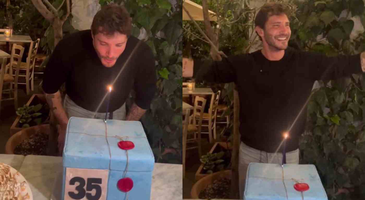 Stefano De Martino in lacrime al compleanno